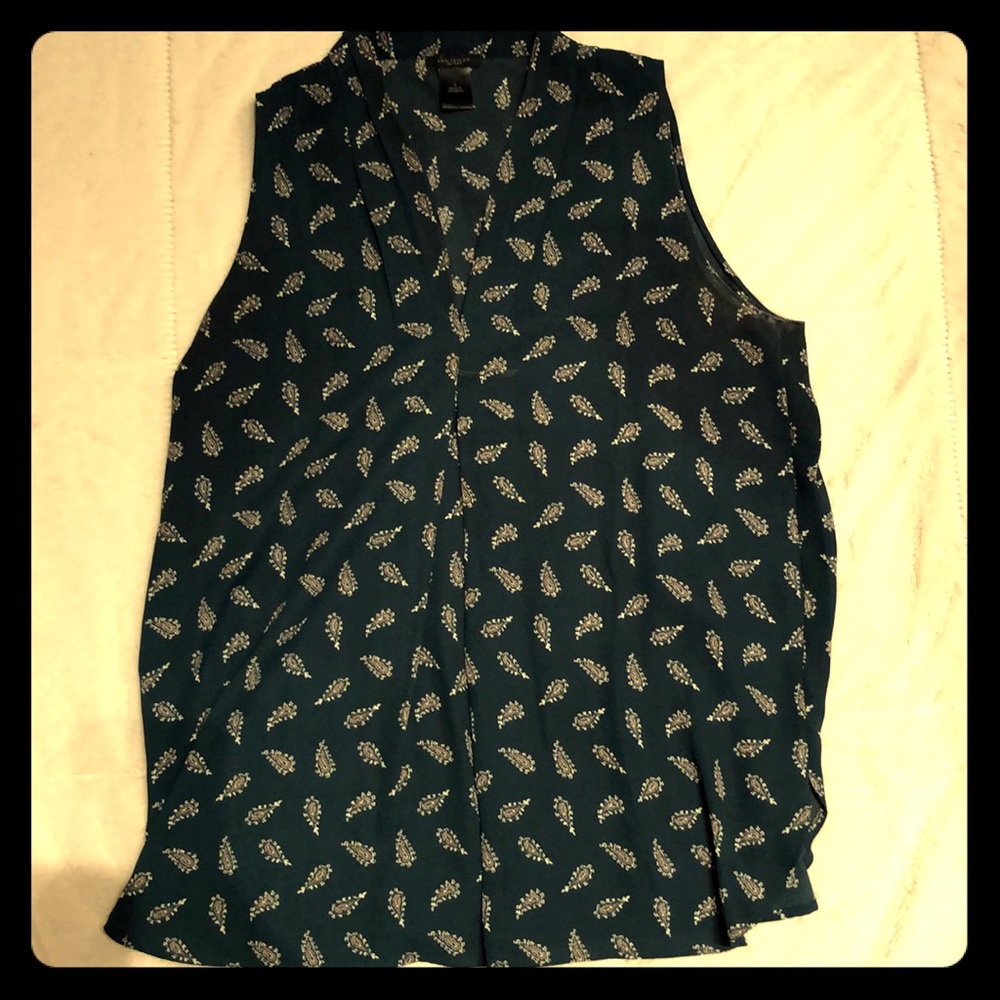 Ann Taylor Hunter Green Paisley Blouse Tank